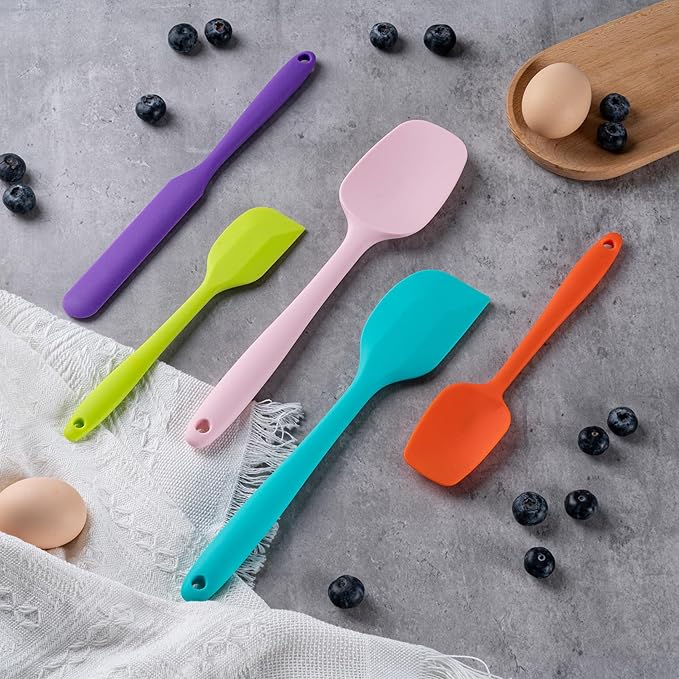 Silicone Spatula Set, 5 Piece Food Grade Rubber Spatulas for Baking, Cooking, and Mixing High Heat Resistant Non Stick Dishwasher Safe BPA-Free (Mint Green)