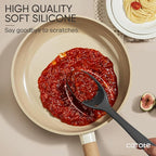 CAROTE Kitchen Utensil Set for Nonstick Cookware - 446°F Heat Resistant Silicone Cooking Utensils Set 10pcs, Dark Grey, Oderless Spatula, Turner