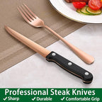 49-Piece Rose Gold Stainless Steel Silverware Sets With Organizer And Steak Knives Service For 8,Includes Knife Spoon And Fork Untensils Sets,Flatware Sets With Cutlery Tray