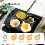 4-Cup 4-Hole Divided Titanium Nonstick Egg Pan, Induction Compatible 4-in-1 Breakfast Skillet for Pancakes, Burger Patties, Omelettes, PFOA-Free, Fast Heating, Dishwasher Safe