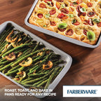 Farberware GoldenBake Nonstick Bakeware Cookie/Baking Sheet Pan Set, 2 Piece, Gray