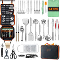 Portable Camping Cooking Utensils Set, Camp Kitchen Set with Organizer Bag, RV Essentials Outdoor Cooking Utensil Kit for Travel, Picnics, Camping, BBQs, Parties
