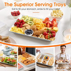 SpaceWhisper 9 Pack Serving Tray, Serving Platters for Snacks, Fruit, Cookies, Dessert, Large Reusable Rectangular Party Platters,3 Pack of 3 Size Set Large 16"*11",Medium 14"*9",Small 12"*7"