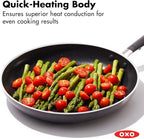 OXO 12” Non-Stick Every Day Frying Pan with Lid, BPA-Free Comfort Grip Silicone Handle, Dishwasher & Oven Safe, PFAS-Free Ceramic Skillet, Black