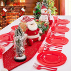 KIRE 150 Pieces Red Plastic Plates Disposable - Red Dinnerware Set Include 25Dinner Plates 25Salad Plates 25Forks 25Knives 25Spoons 25Clear Red Cups for Christmas Parties