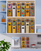 30 PCS Airtight Food Storage Containers with Lids, Kitchen Pantry Organization and Storage, BPA-Free Plastic Scale Food Canisters for Cereal, Flour, Sugar, Dry Food, Include Labels & Marker