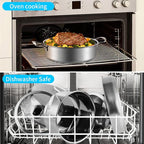 Stainless Steel Pots and Pans Set, 7-Piece Kitchen Cookware Sets with Glass Lids, Stay-Cool Handle, Oven Safe, Works with Induction/Electric and Gas Cooktops, Dishwasher