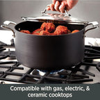 All-Clad Essentials Hard Anodized Nonstick Sauce Pan Set 4 Piece, 8, 10.25 Inch, 4 Quart Oven Broiler Safe 500F Pots and Pans, Cookware Black