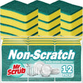Mr. Scrub Sponges Kitchen Scrub Dish Sponge Scouring Pad, 12 Pack Cleaning Brush Scrubber Supplies for Soap, Dishwashing Dinnerware Sets Pan Pot Towels Cloth Rags Holder Glass Dishwasher Sink Bathroom