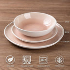 AmorArc Ceramic Dinnerware Sets,Handmade Reactive Glaze Stoneware Plates and Bowls Sets,Highly Scratch Resistant | Dishwasher & Microwave Safe Dishes Set,Service for 4 (12pc)