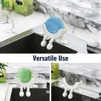 Cute Hanging Sponge Holder with Drainage,3D Printed Kitchen Funny Sponge Stand for Sink,with non-slip pads,Suitable for Scrub Daddy Holder,Keeps Your Sponge Dry Smiling (White)