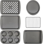 GoodCook Everyday Nonstick Toaster Oven 6-Piece Steel Bakeware Set, Gray