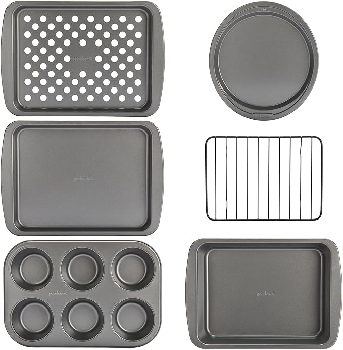 GoodCook Everyday Nonstick Toaster Oven 6-Piece Steel Bakeware Set, Gray