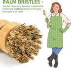 SUBEKYU Bamboo Dish Scrub Brushes, Bubble Up Bamboo Dish Brush Set with Brush Tray, Kitchen Wooden Cleaning Scrubbers Set for Washing Cast Iron Pan/Pot, Natural Sisal +Coconut Palbristles, Set of 2