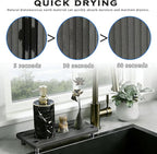 2PCS Instant Dry Sink Caddy for Bathroom Counter, Durable Kitchen Sink Organizer, Diatomite Stone Drying Tray, Upgrade Water Absorbing Stone Tray for Sink, Anti-Slip Stone Soap Tray -Dark Gray