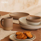 MORA Medium Bowls Set of 4, 28oz Ceramic Pottery Everyday Bowls - Microwave, Oven and Dishwasher Safe - Oat