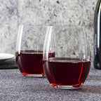 FAWLES Stemless Wine Glasses Set of 12, 15 Ounce Smooth Rim Standard Wine Glass Tumbler for Red, White Wine, Dishwasher Safe