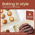 BAKKEN Kitchen Baking Pans - Nonstick White Coating, 13.58’’ × 9.65’’ Commercial Grade Carbon Steel Cookie Sheet, Diamond Texture Bottom, PFOA, PFOS, PTFE Free, Oven Safe Tray (450°F), White Marble