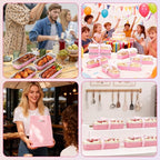 6.8oz Mini Loaf Pans with Lids, 100 Pcs Disposable Rectangular Aluminum Cake Pans, Pink Baking Pans with Lids and Spoons, Includes 20 Pink Gift Bags, Small Cake Tins Ideal for Cakes