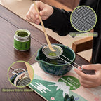 Clay&Fire Matcha Whisk Set，9 Pcs Ceramic Matcha Set, 15 OZ Matcha Bowl with Spout and Whisk for Friend, Ideal Gift for Matcha Lover（Starry）