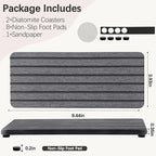NiuYichee 2 PCS Water Absorbent diatomite Coasters, 9.5" x 4" Water Absorbing Stone Tray for Sink, Stone Drying mat for Kitchen Counter, Stone soap Tray Used for Hand Soaps & toiletries & Plants