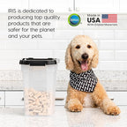 IRIS USA Airtight Dog Food Storage Container, WeatherPro, Up to 10 lbs, for Dog Cat Bird and Other Pet Food Storage Bin, Keep Fresh, Translucent Body, Made in USA, Clear/Black