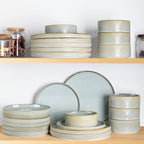 TheTerra Ceramic Dinnerware Sets for 4, 12 Pieces Porcelain Lightweight Speckled Plates and Bowls Sets, Scratch Resistant Dish Set, Oven & Microwave & Dishwasher Safe, Illusion Blue