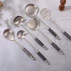 18/10 Stainless Steel Kitchen Utensils Set with Wooden Handle, 8Pcs 15” Long Cooking Utensil Set & Kitchen Gadgets Cookware Set, Serving Utensils-Spatula, Turner, Pasta, Serving Spoon, Skimmer, Ladle