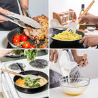 E-far Kitchen Utensils Set of 12, Silicone Cooking Utensils with Holder, Non-stick Cookware Friendly & Heat Resistant, Includes Spatula Tong Whisk Ladle Brush Slotted Turner Spoon(Khaki)