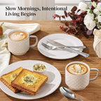 DOWAN 12oz Coffee Mugs Set of 4, Ceramic Coffee Mugs, Stackable Cappuccino Cups, Microwave Safe, Thick-Walled Design for Heat Retention, Office and Home Use