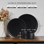 E-far Stoneware Dinnerware Sets for 2, 6-Piece Plates and Bowls Sets, Chip & Scratch Resistant Ribbed Dish Set for Home Restaurant, Microwave & Dishwasher Safe, Matte Black