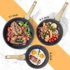 GiPP Nonstick Frying Pan Skillet - 9.5" Grey Granite Non Stick Pans, Omelette Pan with Heat-Resistant Handle, Compatible with All Stovetops, PFOA Free