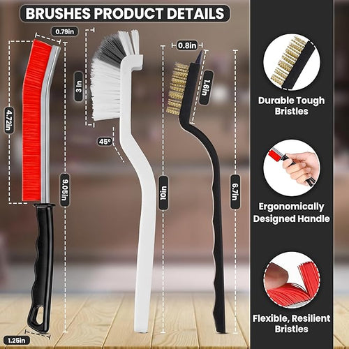 8 Pcs Crevice Cleaning Brush Set – Hard Bristle Cleaning Tools for Grout, Gaps & Narrow Spaces – Multi-Purpose Grout Brush, for Cleaning Bathroom, Shower, Window Tracks, Kitchen