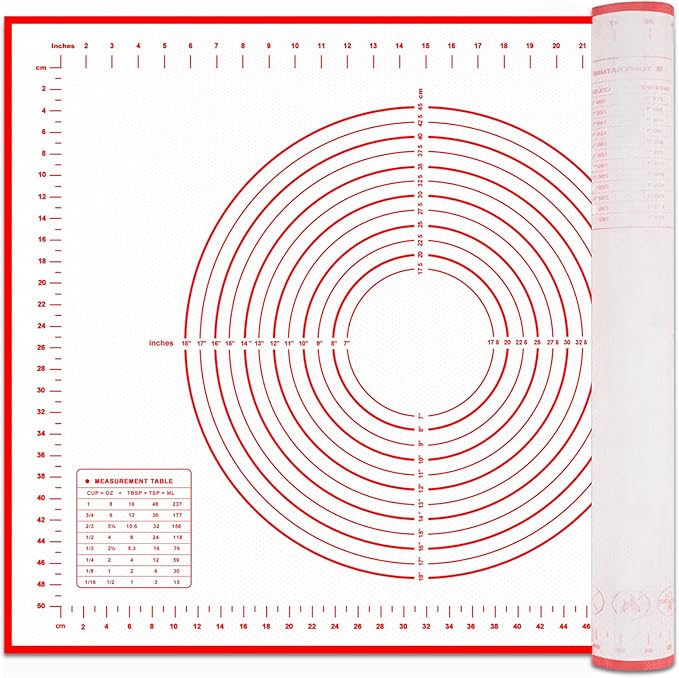 HOOMIL Silicone Baking Mat, Non-Stick, Non-Slip, Extra Large Pastry Mat for Rolling Dough, Bread Pie Crust Pizza Cookies Fondant Making, with Measurements - 32"x24"