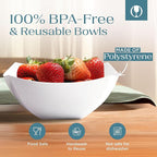 Posh Setting - White Plastic Square Serving Bowls for Party (16oz - 4 Pack), Disposable & Candy Containers for Party Table & Buffet
