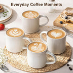 Coffee Mug Set for 4-12oz Ceramic Stoneware Mugs for Coffee, Tea, Cocoa, Microwave & Dishwasher Safe, Speckled White