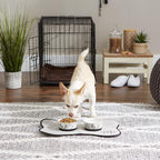 Bone Dry Pet Bowl Collection Ceramic Set, Small, Marble, 2 Count White