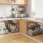 2 Pack 19IN-Depth Under Sink Organizer,Pull Out Cabinet Organizer With Smooth Cylindrical Rail,Metal Slide Out Drawer for Kitchen Bathroom Laundry,8-Level Tool Free Height Adjustable-Gun Gray