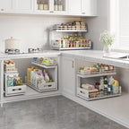Under Sink Organizer Upgrade To Professional Rails,2-Tier Dual Pull Out Cabinet Storage,Height Adjustable Slide Out Drawers For Bathroom Kitchen,1 Pack-18.5"Dx12.8"-16.9"H,White
