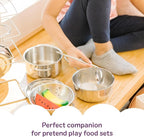 Melissa & Doug Stainless Steel Pots & Pans, 8 Piece Play Kitchen Set, Premium Play Kitchen Accessories & Cooking Utensils, Preschool Toys for Kids 3+