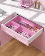 10 Pack Large Size Plastic Drawer Organizers Set, 3 Sizes Desk Drawer Organizer Trays, Storage Bins for Vanity, Makeup, Bathroom, Kitchen Utensils and Office (Pink)