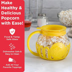 Ecolution Patented Micro-Pop Microwave Popcorn Popper with Temperature Safe Glass, 3-in-1 Lid Measures Kernels and Melts Butter, Made Without BPA, Dishwasher Safe, 1.5-Quart, Yellow (Pack of 4)