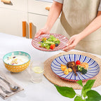 Selamica Ceramic Plates and Bowls Sets,12 Pieces Dinnerware Sets for 4,Scratch Resistant Dish Set,Dishwasher & Microwave Safe, Assorted Colors
