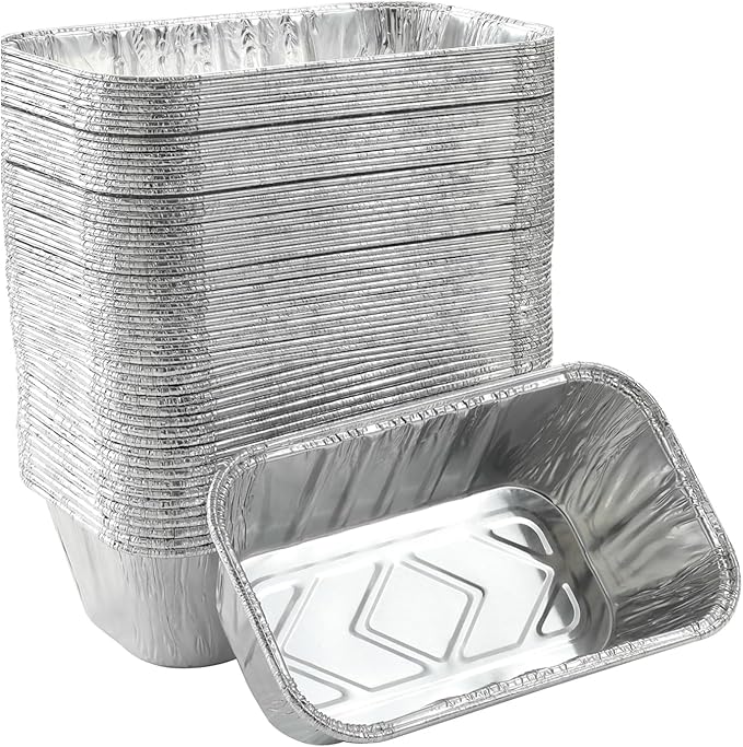 (50 Pack) 1Lb mini Loaf Pans Heavy Duty Disposable Aluminum Foil Bread Tins Standard Size 6" X 3.5" X 2.5" Oven Safe Sturdy Small Bread Tin Pans 1 Pound Loaf Pans