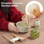 YOLIFE 7 Pcs Matcha Whisk Set, Matcha Kit for Ceremony, Includes Matcha Bowl with Spout, Bamboo Whisk (Chasen) with Ceramic Holder, Scoop, Powder Spoon and Sifter (Matcha Green)