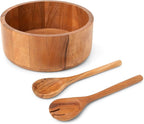 Luxe Designs Wooden Salad Bowl Set with Serving Utensils Eco-Friendly, Multipurpose Mixing & Serving Bowl for Salads, Pasta, Fruits & More (Natural, Extra Large)