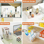 12 Pack Large Clear Plastic Storage Bins,Plastic Containers with Handle for Pantry Organizer and Storage,Perfect for Kitchen,Fridge,Cabinet, Closet,Bathroom Under Sink Storage