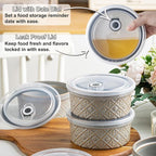 Large Ceramic Mixing Bowls with Lids Set of 4, 40 oz Salad Bowls for Kitchen Food Storage, Airtight Serving Bowls for Meal Prep, Cereal, Leftovers, Office Lunch, and Camping, Grey