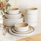 AmorArc Ceramic Dinnerware Sets, Handmade Reactive Glaze Stoneware Plates and Bowls Sets,Highly Chip and Crack Resistant | Dishwasher & Microwave Safe Dishes Set, Service for 6 (18pc)