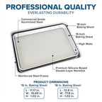 Viking Premium 2-Piece Nonstick Baking Sheet Pan Set, Made without PFAS, Heavy Gauge Aluminized Steel Cookie Sheets with Reinforced Iron Frame, 15 & 18-Inch, Oven Safe to 475F